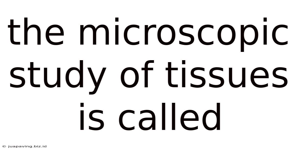 The Microscopic Study Of Tissues Is Called