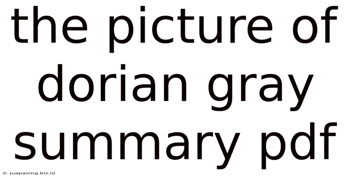 The Picture Of Dorian Gray Summary Pdf