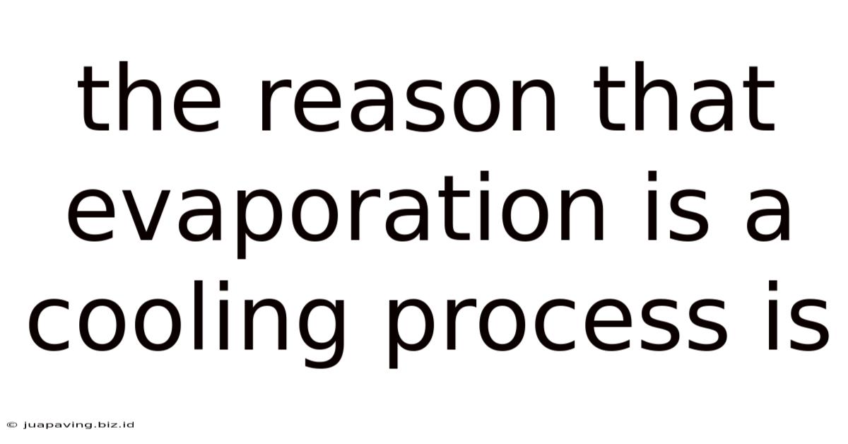 The Reason That Evaporation Is A Cooling Process Is