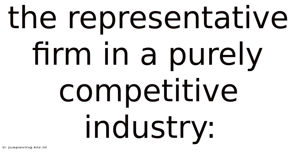The Representative Firm In A Purely Competitive Industry: