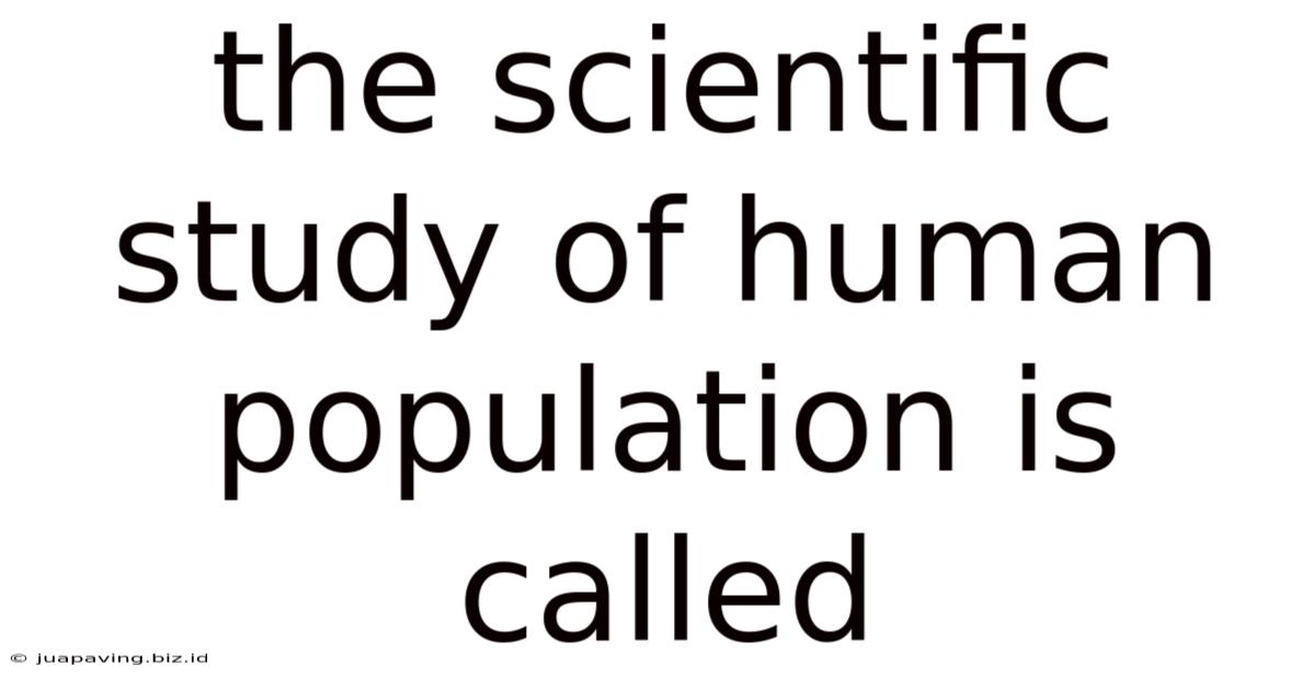 The Scientific Study Of Human Population Is Called