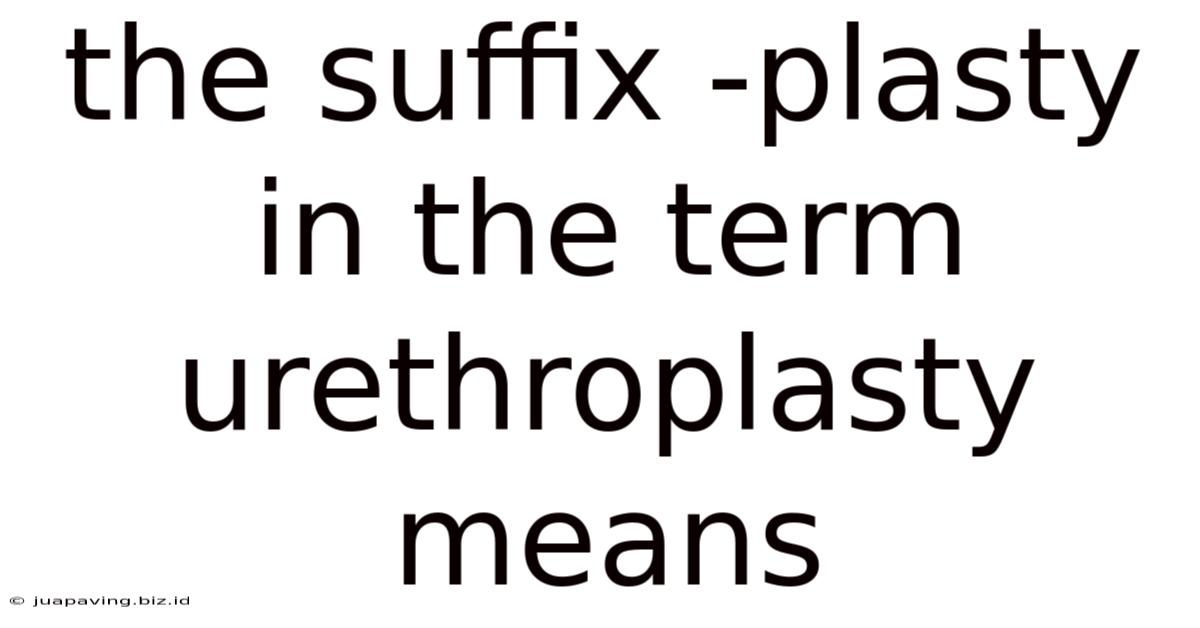 The Suffix -plasty In The Term Urethroplasty Means