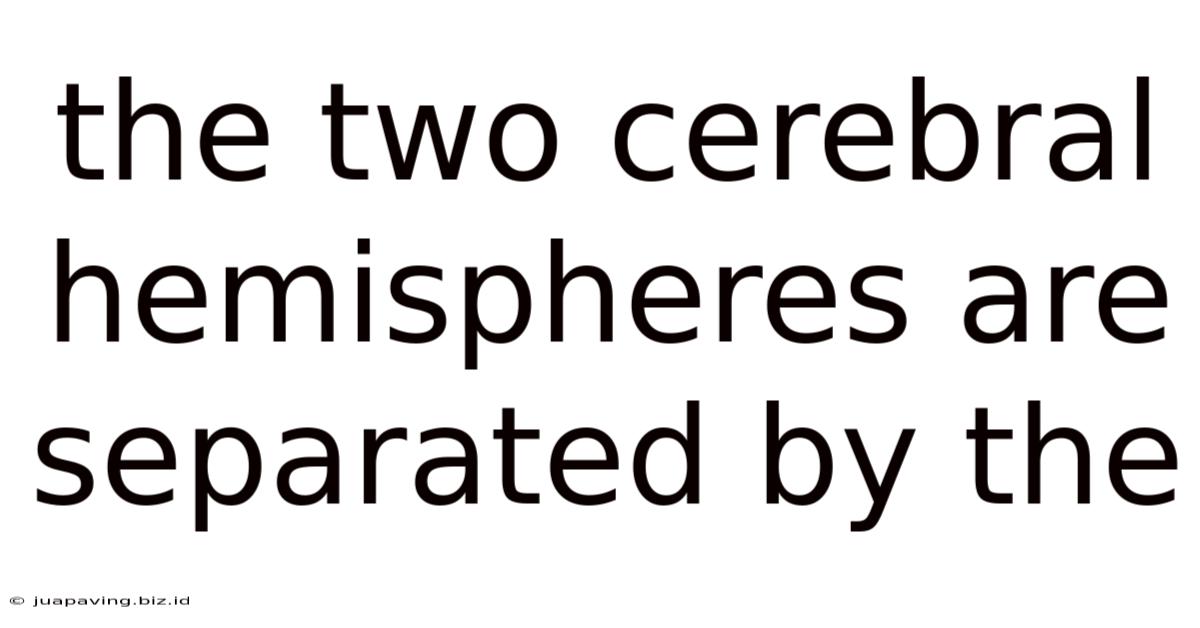 The Two Cerebral Hemispheres Are Separated By The
