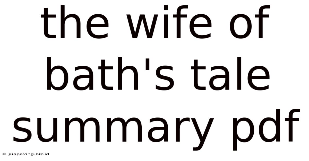 The Wife Of Bath's Tale Summary Pdf