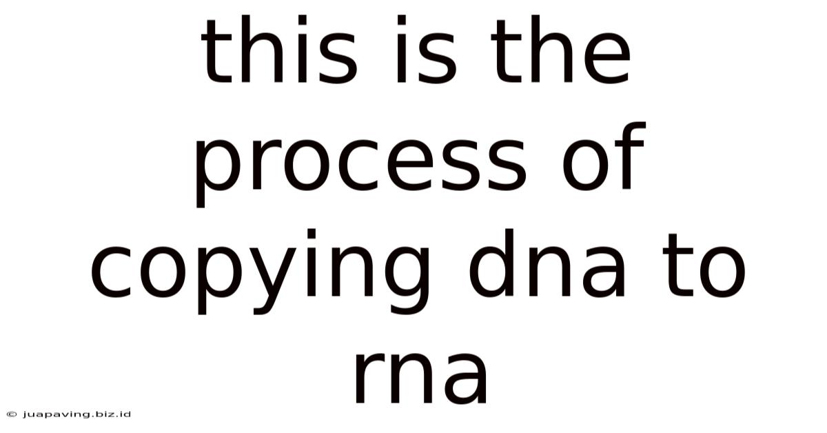 This Is The Process Of Copying Dna To Rna