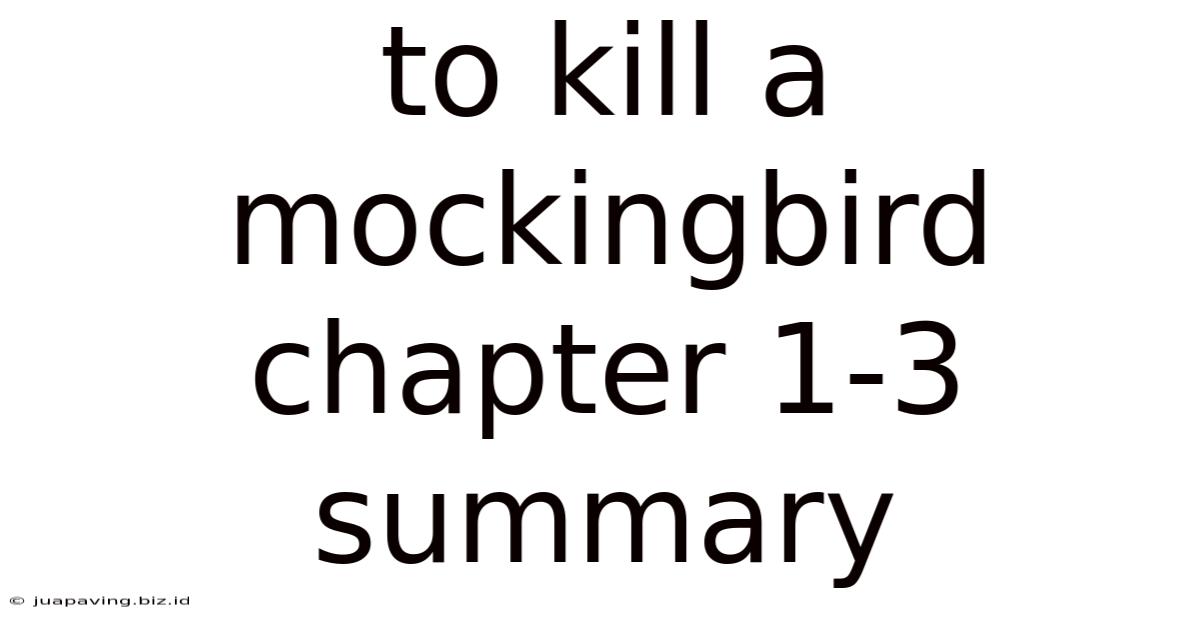 To Kill A Mockingbird Chapter 1-3 Summary