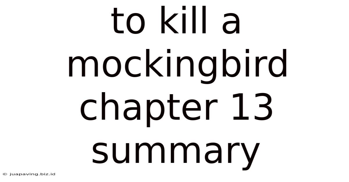 To Kill A Mockingbird Chapter 13 Summary