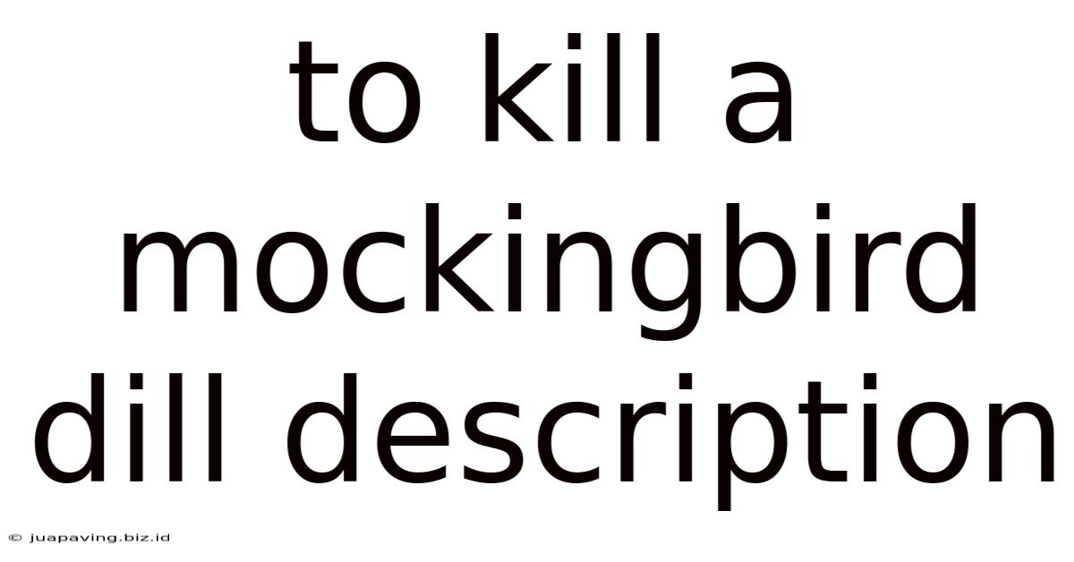 To Kill A Mockingbird Dill Description