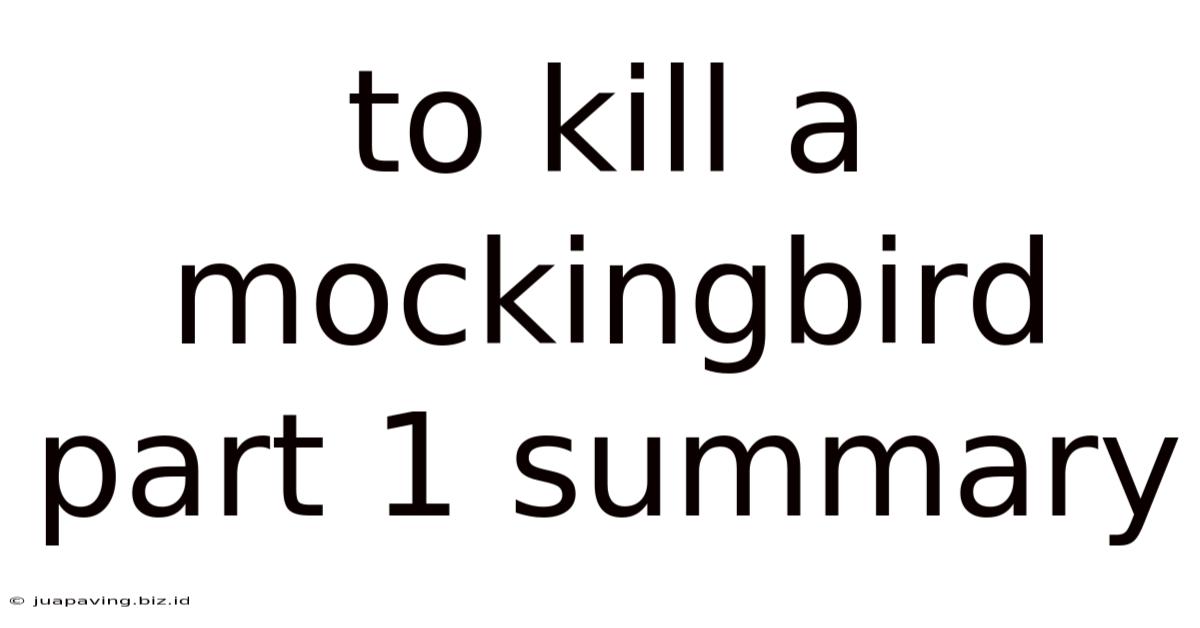 To Kill A Mockingbird Part 1 Summary
