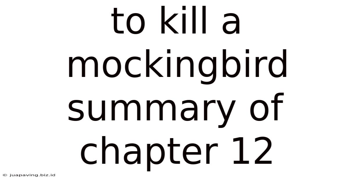 To Kill A Mockingbird Summary Of Chapter 12
