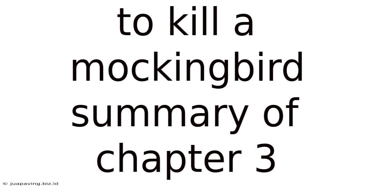 To Kill A Mockingbird Summary Of Chapter 3