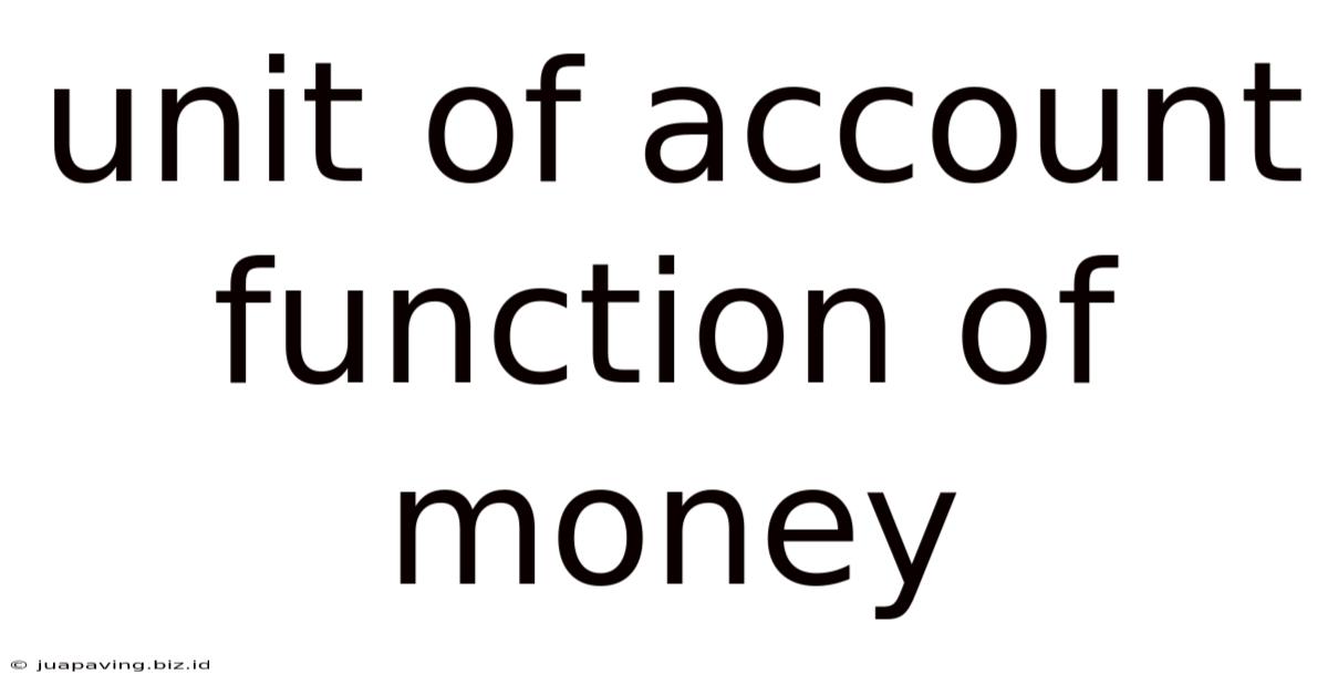 Unit Of Account Function Of Money