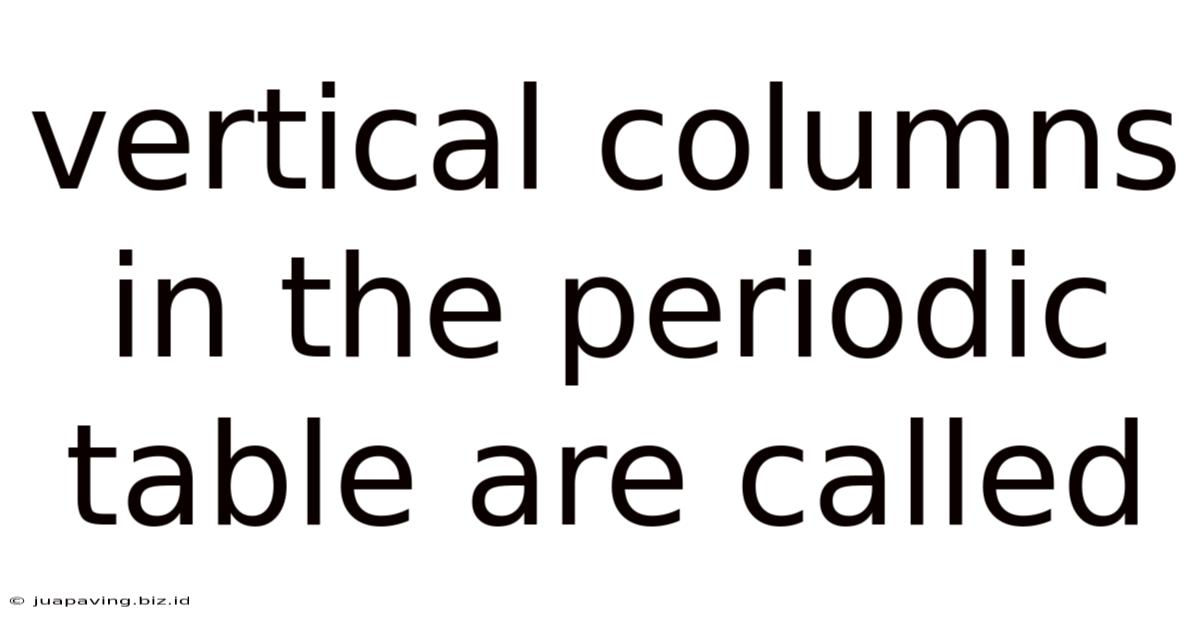 Vertical Columns In The Periodic Table Are Called