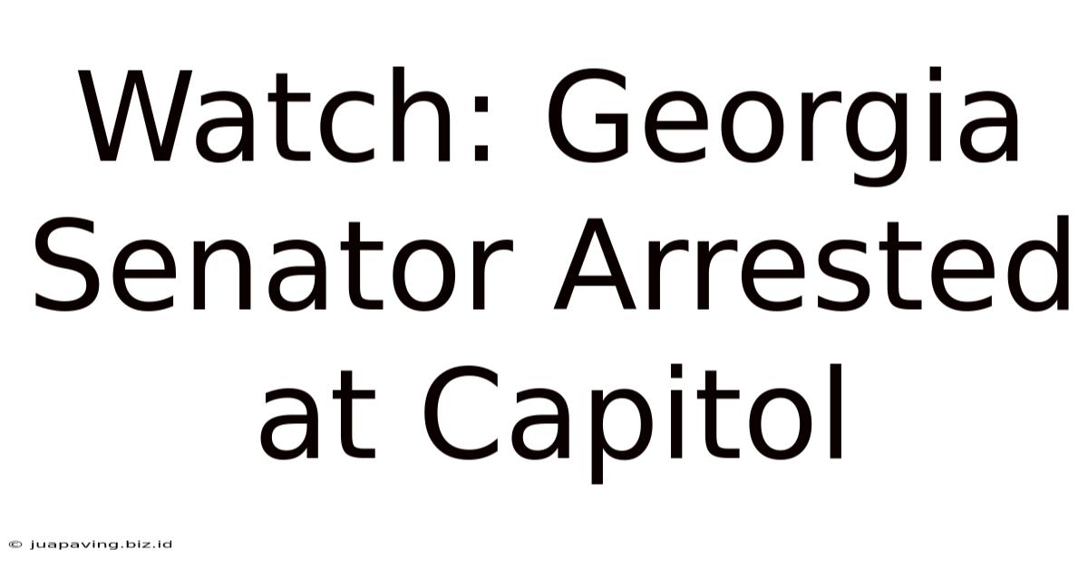 Watch: Georgia Senator Arrested At Capitol