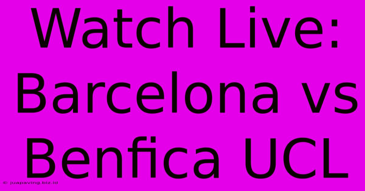 Watch Live: Barcelona Vs Benfica UCL