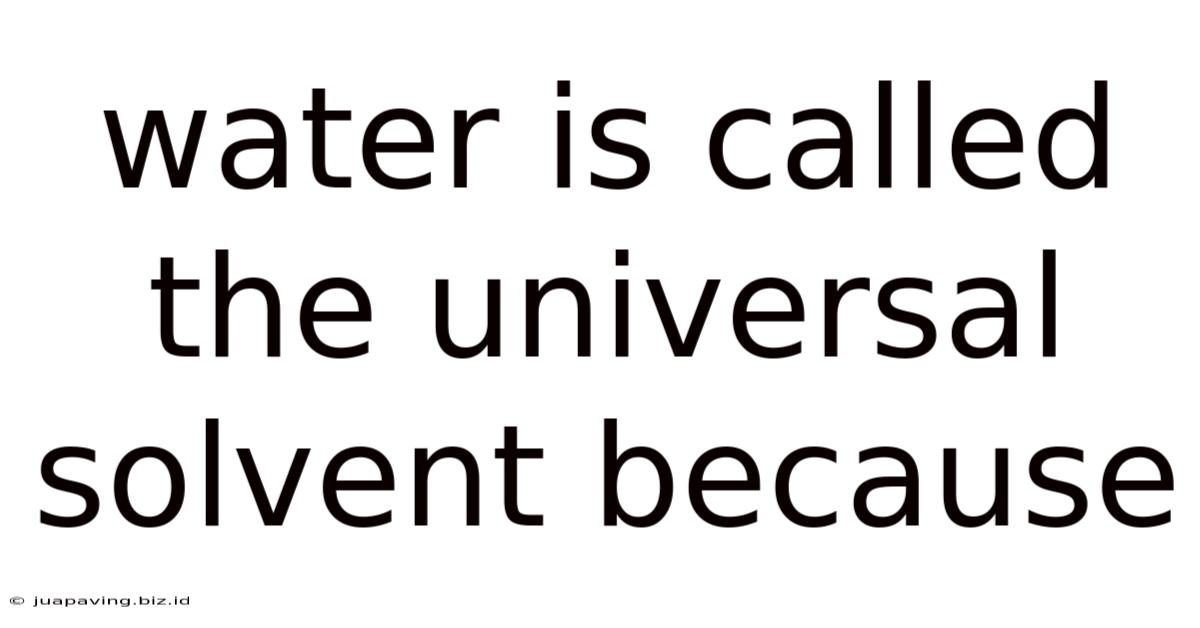 Water Is Called The Universal Solvent Because