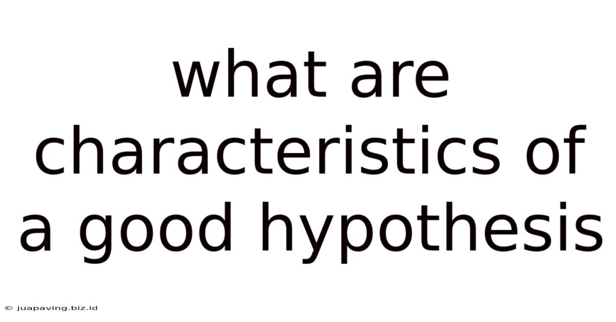 What Are Characteristics Of A Good Hypothesis
