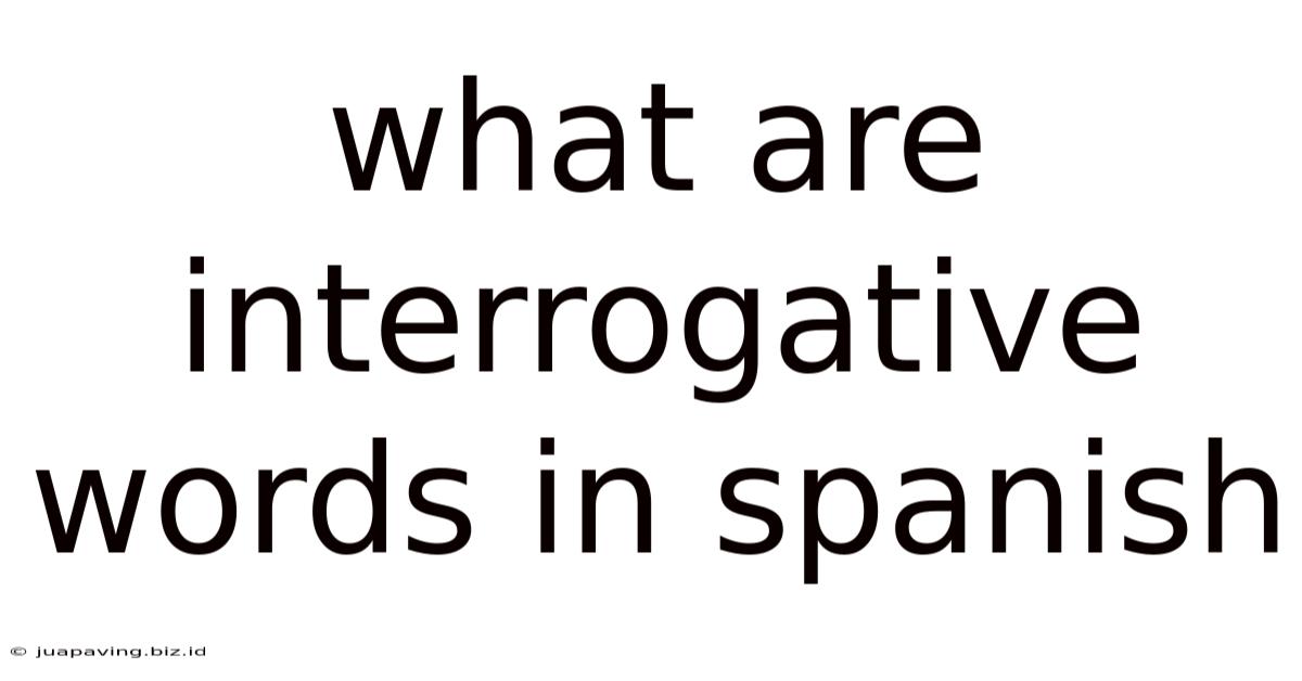 What Are Interrogative Words In Spanish