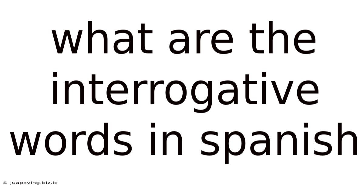 What Are The Interrogative Words In Spanish