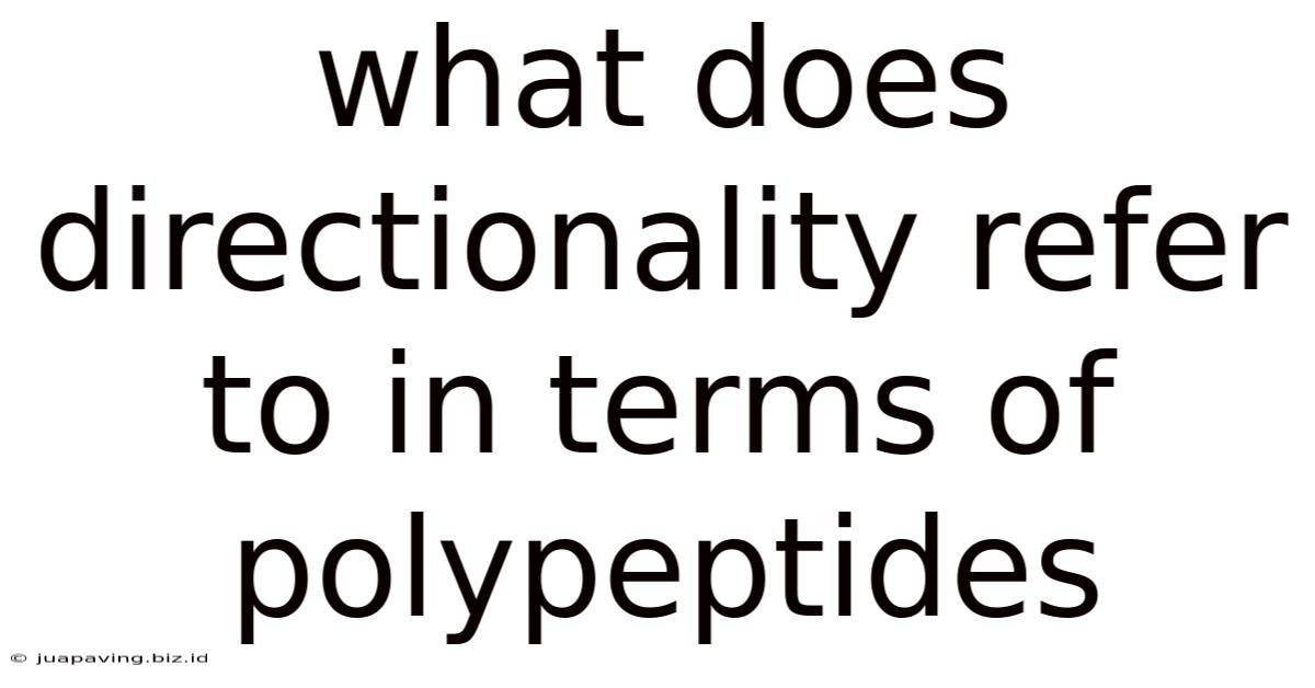 What Does Directionality Refer To In Terms Of Polypeptides