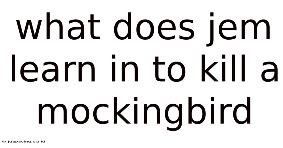 What Does Jem Learn In To Kill A Mockingbird