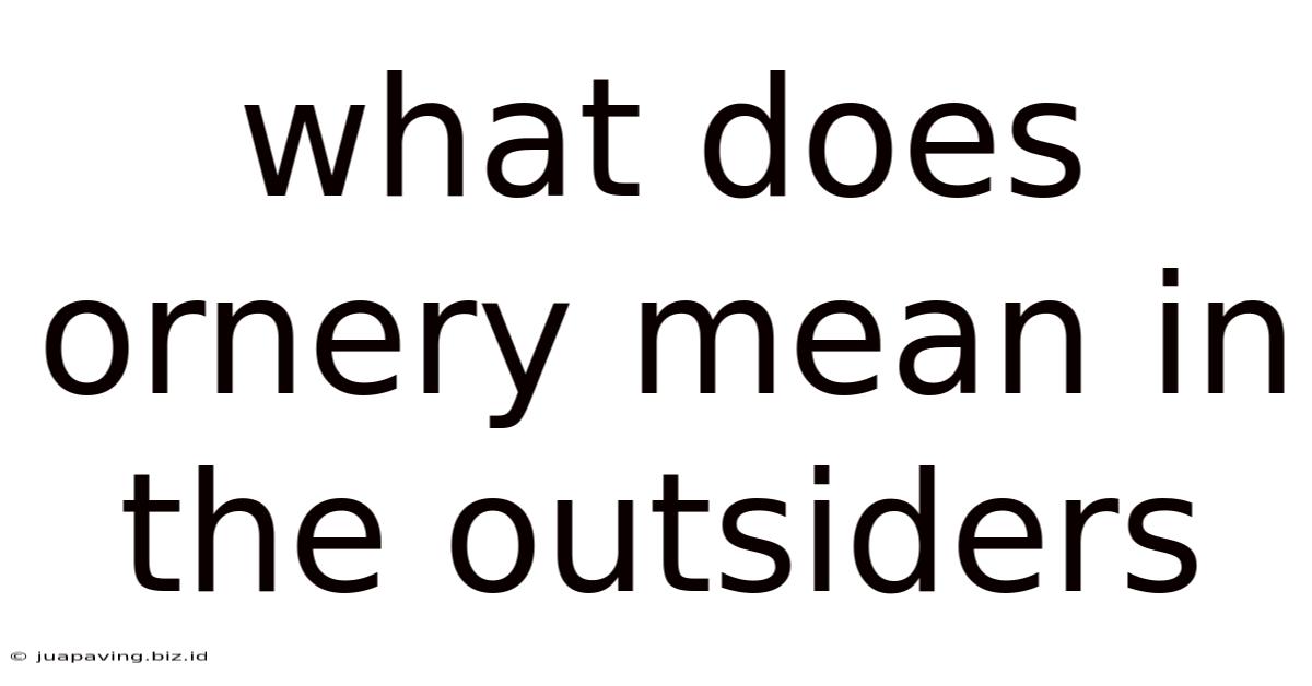 What Does Ornery Mean In The Outsiders