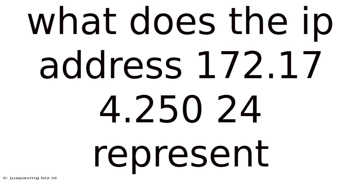 What Does The Ip Address 172.17 4.250 24 Represent