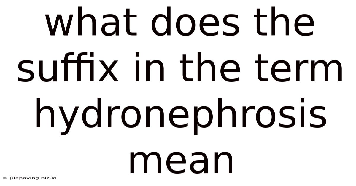 What Does The Suffix In The Term Hydronephrosis Mean