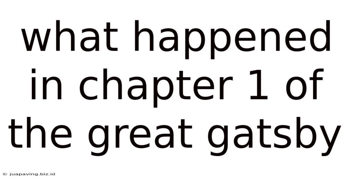 What Happened In Chapter 1 Of The Great Gatsby