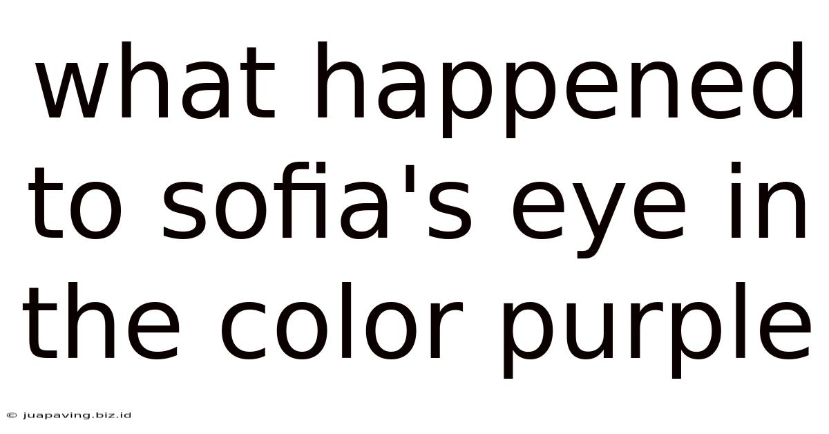 What Happened To Sofia's Eye In The Color Purple