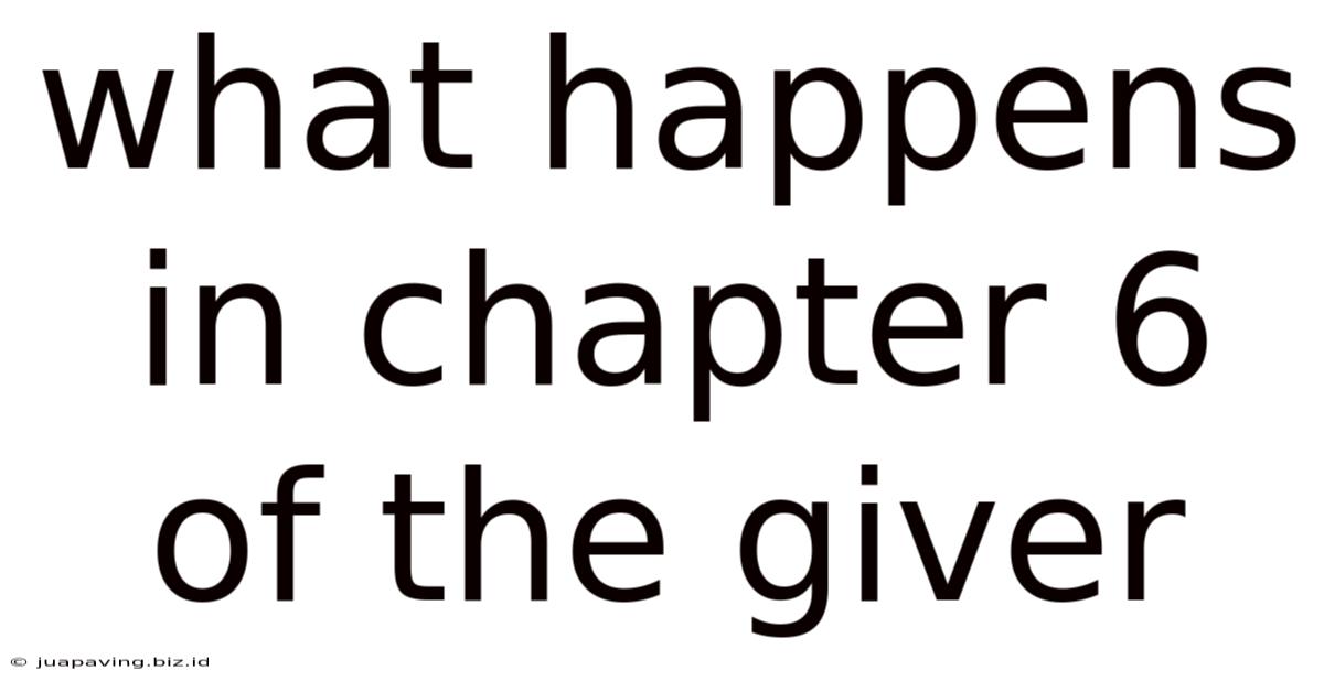 What Happens In Chapter 6 Of The Giver