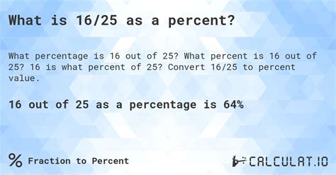 What Is 16/25 As A Percent