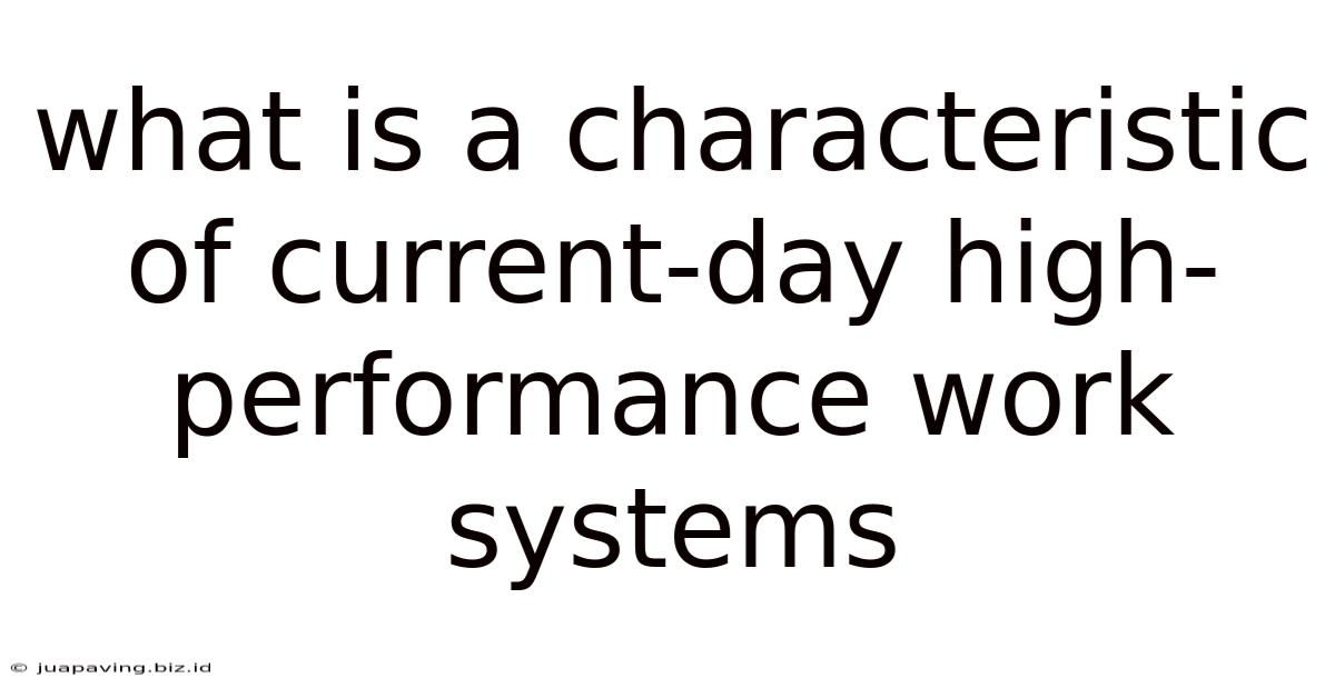 What Is A Characteristic Of Current-day High-performance Work Systems