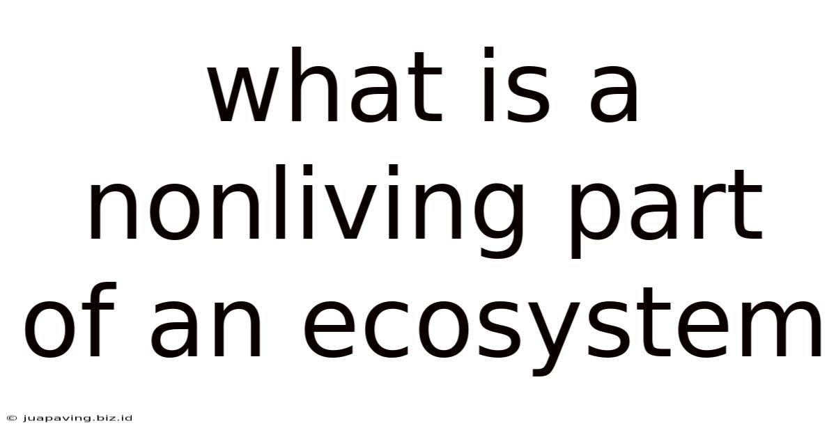 What Is A Nonliving Part Of An Ecosystem