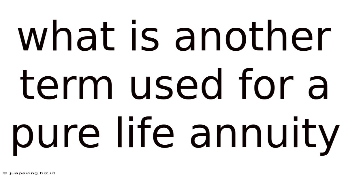 What Is Another Term Used For A Pure Life Annuity