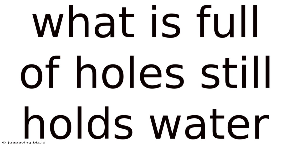 What Is Full Of Holes Still Holds Water