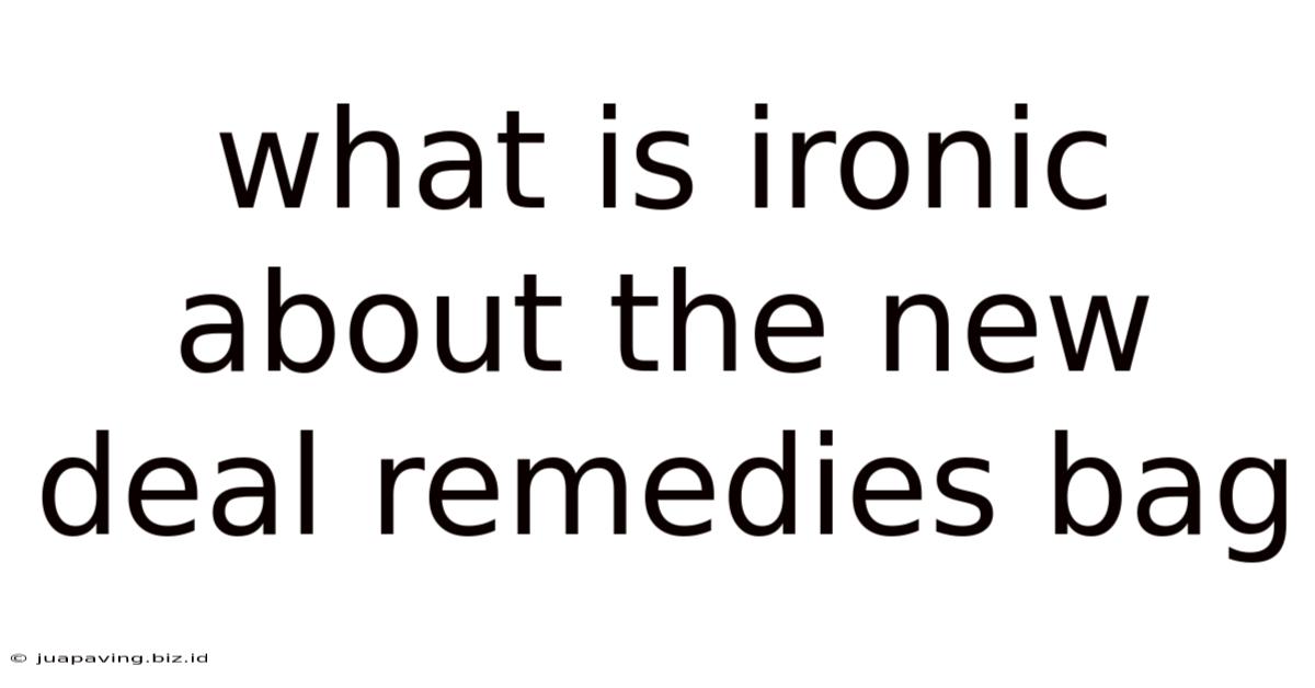 What Is Ironic About The New Deal Remedies Bag