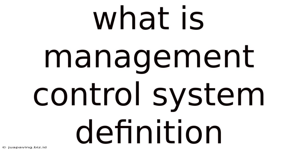 What Is Management Control System Definition