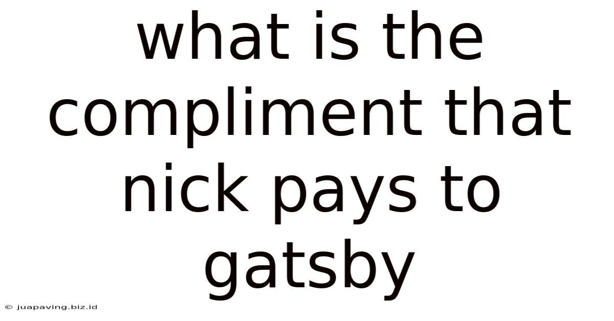 What Is The Compliment That Nick Pays To Gatsby