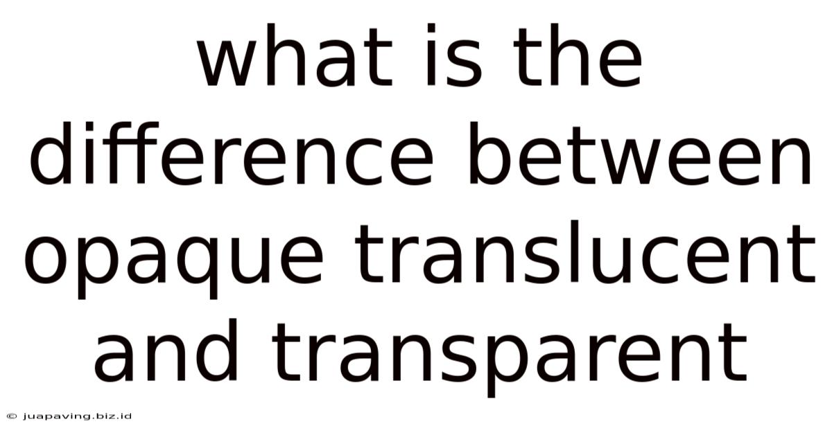 What Is The Difference Between Opaque Translucent And Transparent