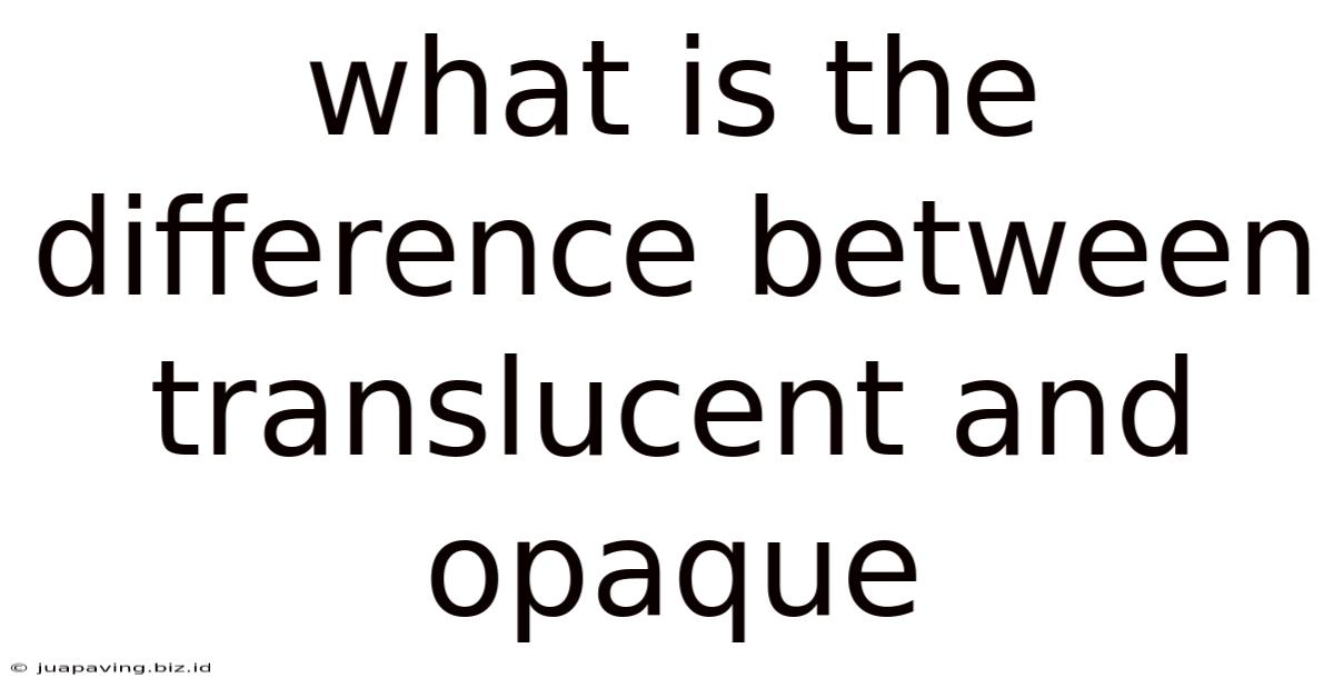 What Is The Difference Between Translucent And Opaque