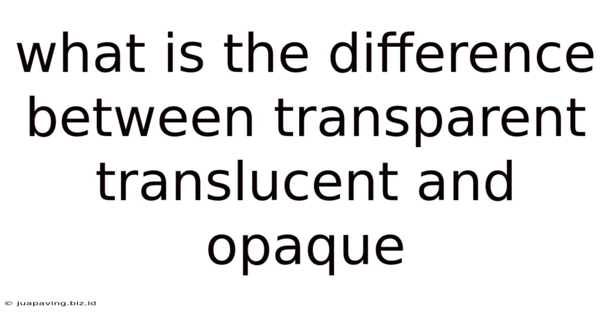 What Is The Difference Between Transparent Translucent And Opaque