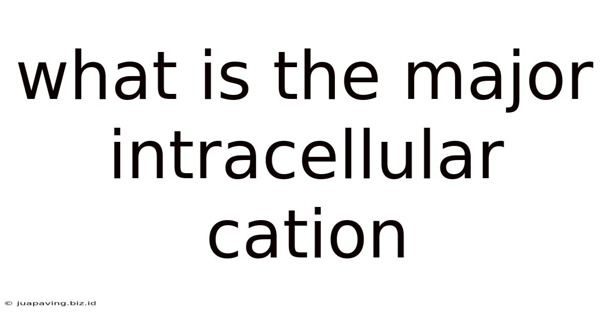 What Is The Major Intracellular Cation