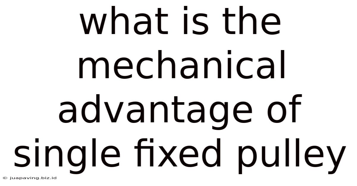 What Is The Mechanical Advantage Of Single Fixed Pulley