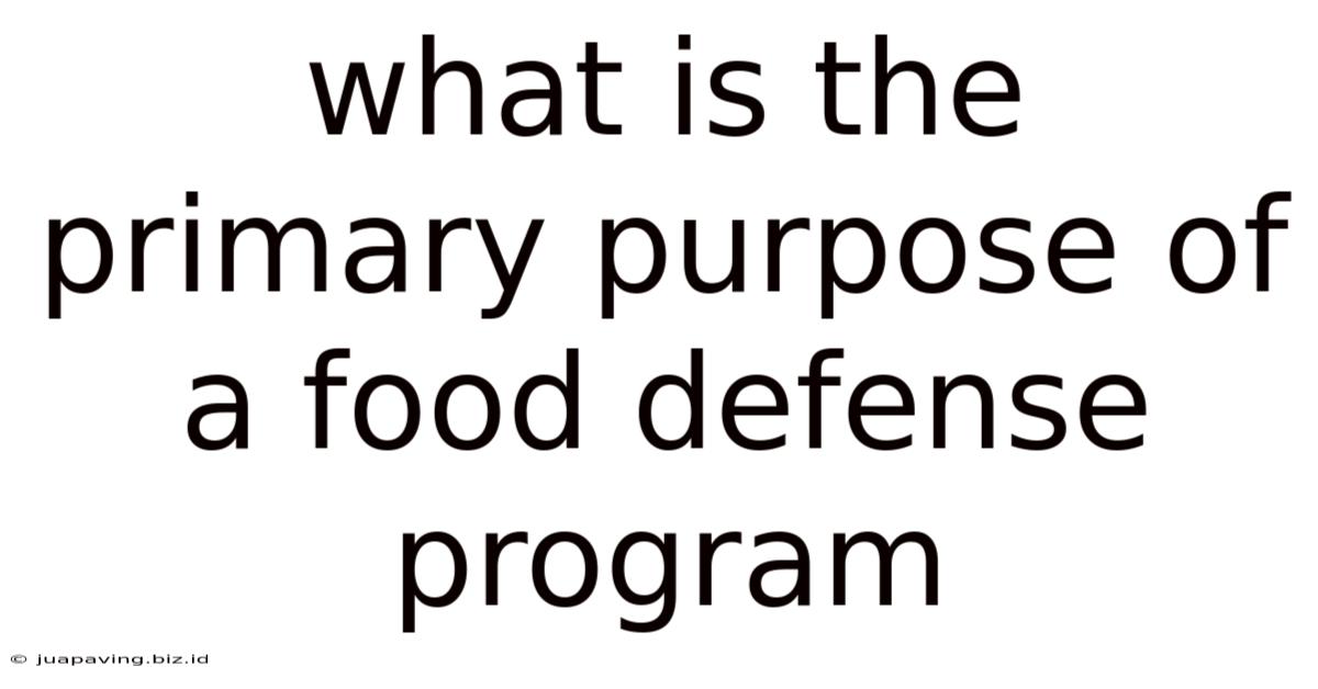 What Is The Primary Purpose Of A Food Defense Program