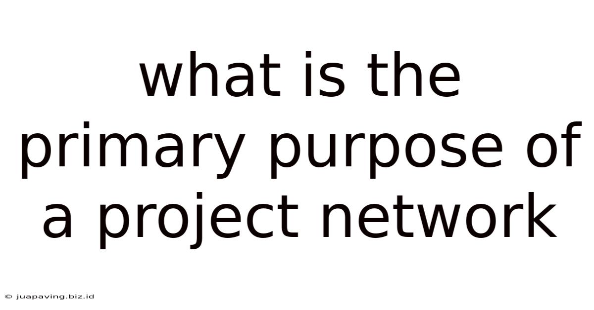What Is The Primary Purpose Of A Project Network