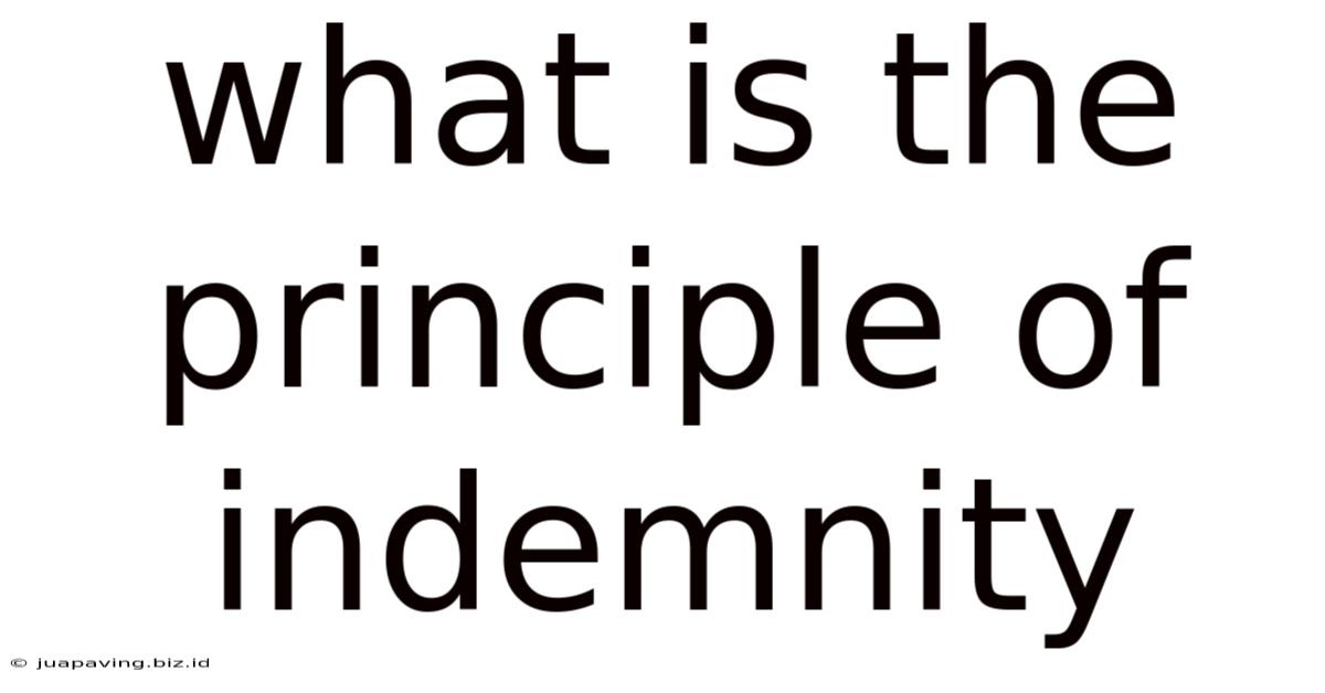 What Is The Principle Of Indemnity