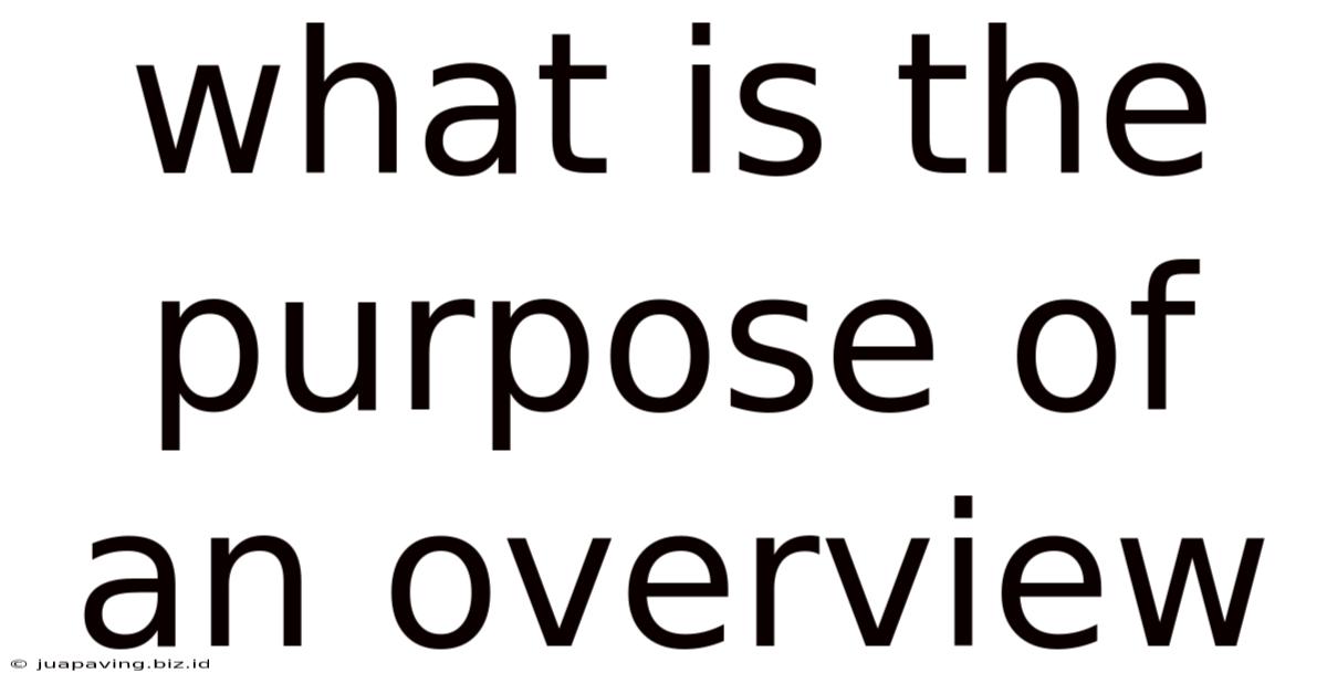 What Is The Purpose Of An Overview