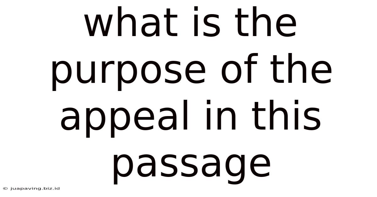 What Is The Purpose Of The Appeal In This Passage