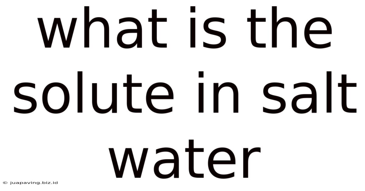 What Is The Solute In Salt Water